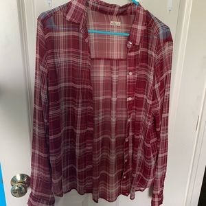 SHEER HOLLISTER PLAID BLOUSE
